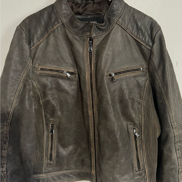 Black Rivet Brown Fringe Leather Jacket Size XXL - Picture 5 of 9